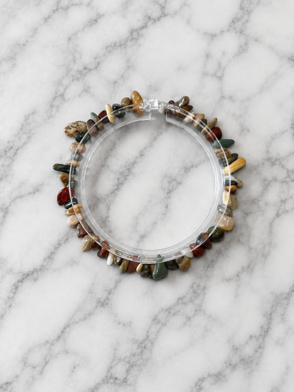 Bracelet Jaspe Polychrome Fil Élastique