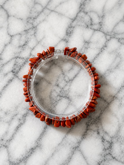 Bracelet Jaspe Rouge Fil Élastique