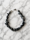 Bracelet Obsidienne Flocon de Neige Fil Rigide