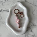Porte-clés Fleuri Rose - fond marbré
