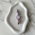 Porte-clés Marguerite Violette - fond marbré
