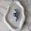 Porte-clés Papillon Bleu - fond marbré