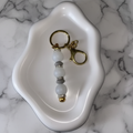 Porte-clés Personnalisé Blanc et Gris - fond marbré