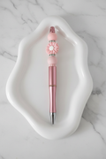 Stylo Personnalisé Fleur Rose fond marbré