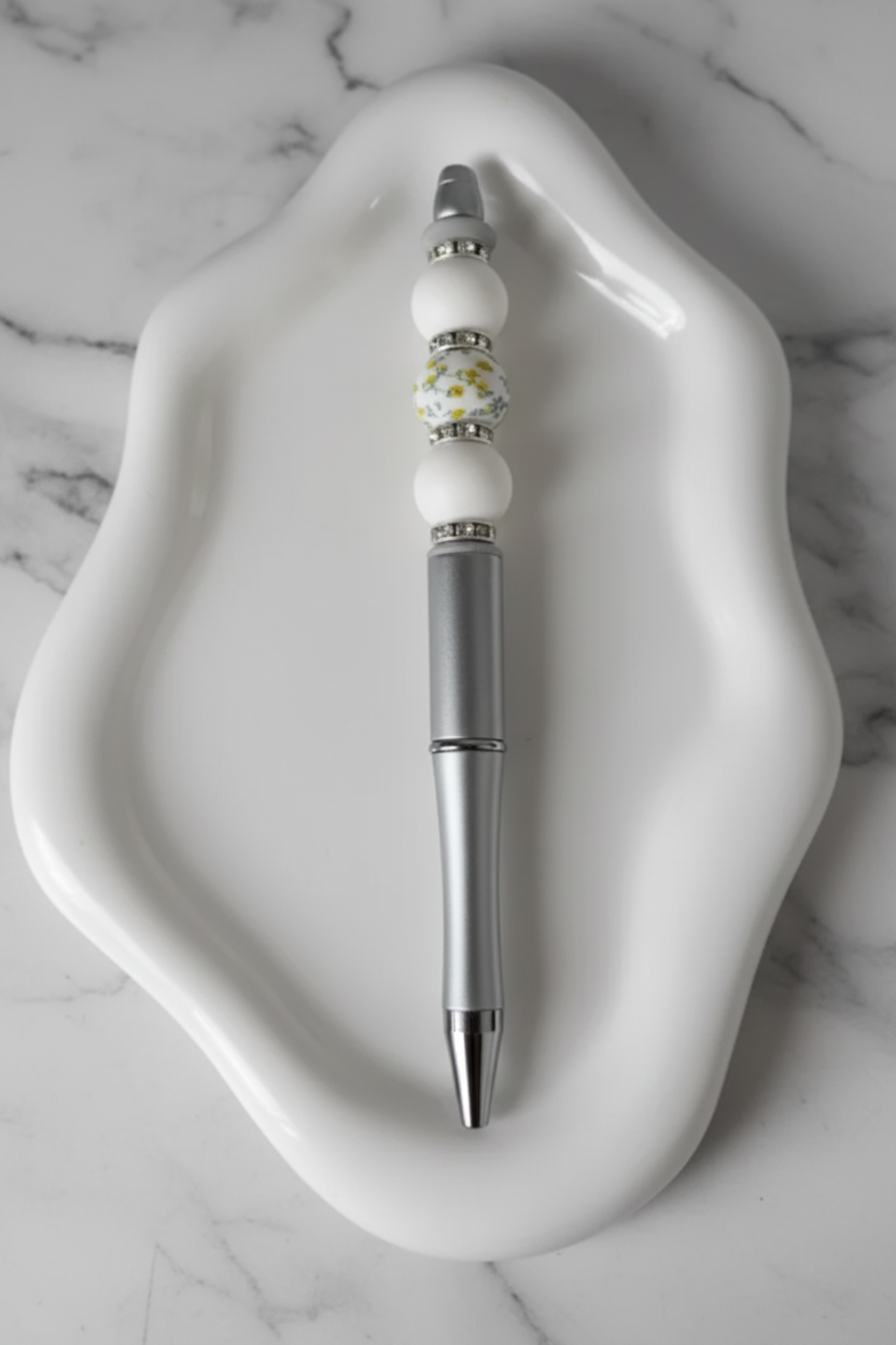Stylo Personnalisé Fleuri fond marbré