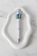 Stylo Personnalisé Papillon Bleu fond marbré