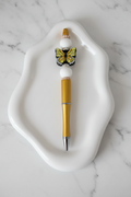 Stylo Personnalisé Papillon Jaune fond marbré