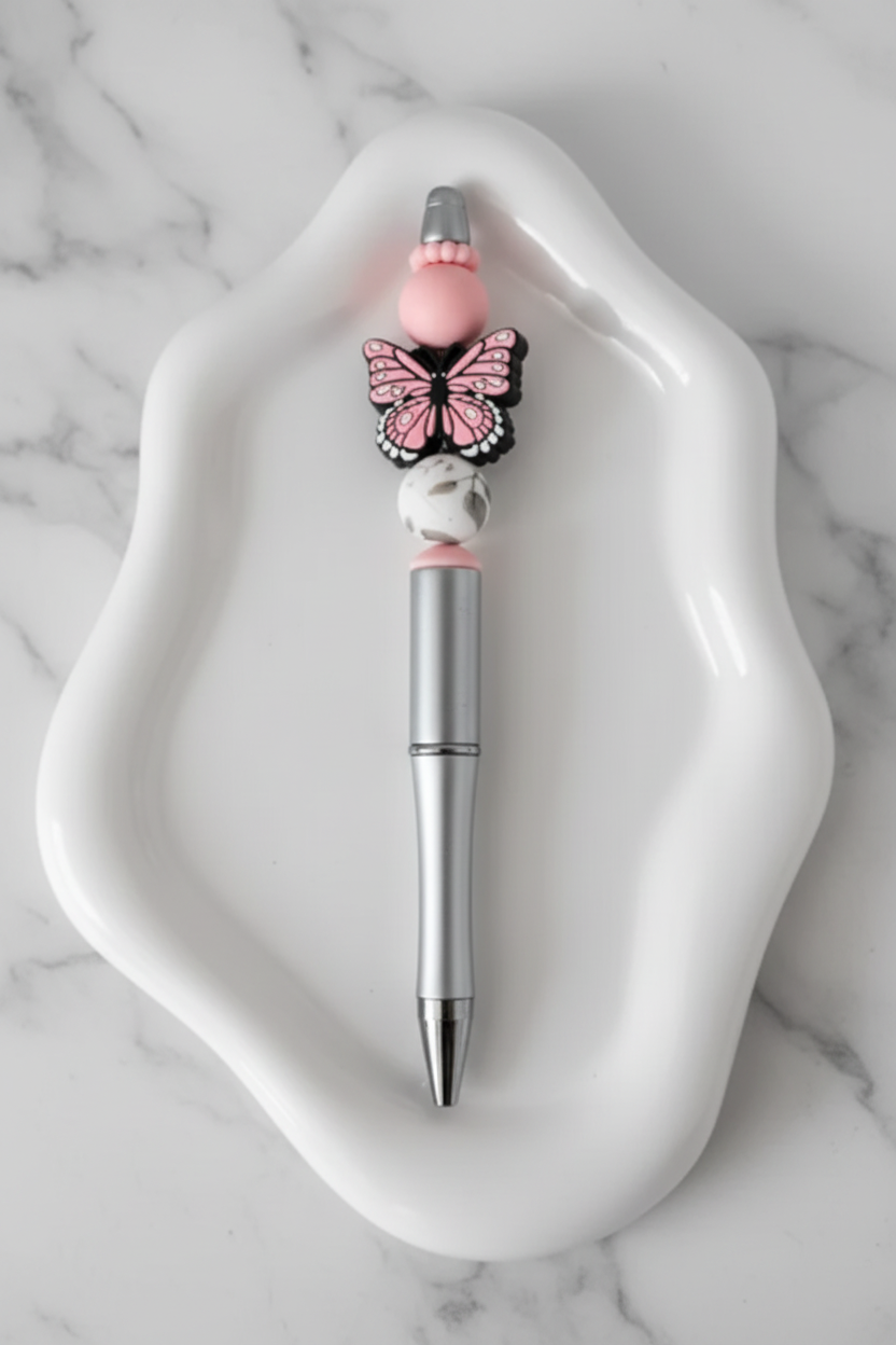 Stylo Personnalisé Papillon Rose droit