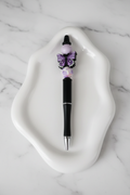 Stylo Personnalisé Papillon Violet fond marbré