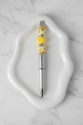 Stylo Personnalisé Perles Jaunes fond marbré v2