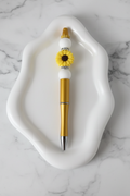 Stylo Personnalisé Tournesol Doré fond marbré